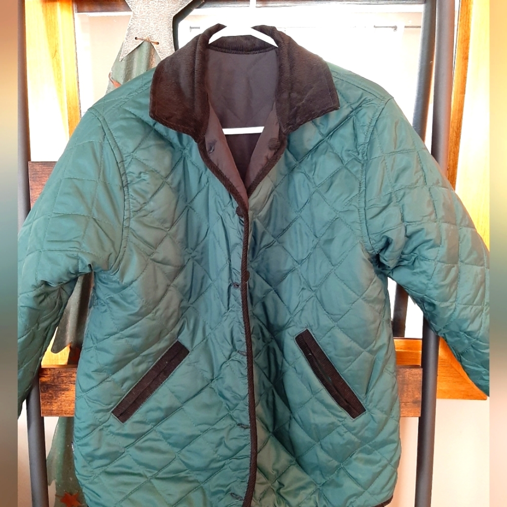 Reversible Quilted weather Resistant Barn Jacket Blue